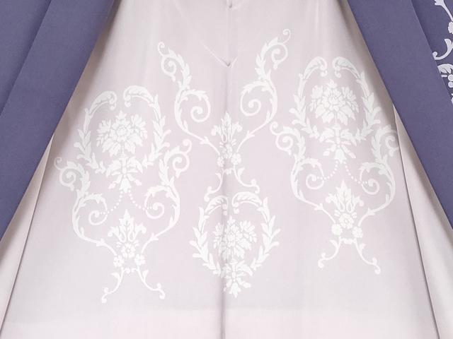 平和屋本店#極上 長羽織 三眠蚕 まるまん 花唐草文 金銀彩 反端付き 深紫色地 逸品 CYAA1852s5