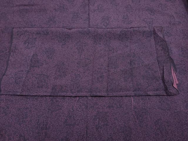 平和屋本店●極上 重要無形文化財 人間国宝 中村勇二郎 江戸小紋 大仏 花唐草文 反端付き 滅紫色地 逸品 CYAA1875s5