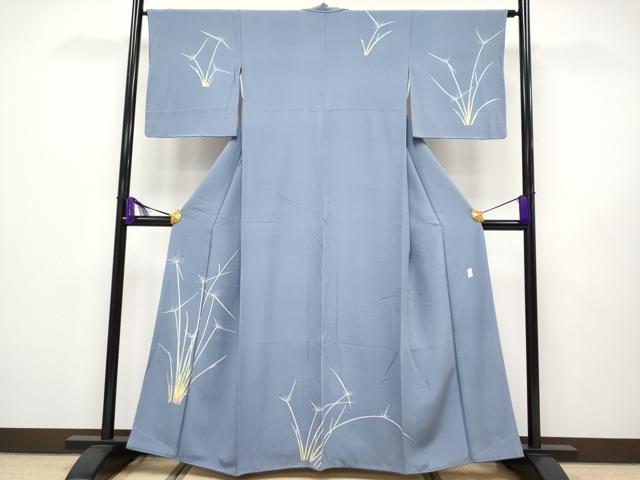 平和屋本店■極上 本加賀友禅作家 由水煌人 訪問着 草花文 西武百貨店扱い 青藤色地 逸品 未使用 CYAA1878s5