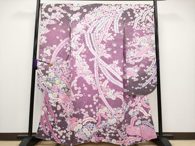 平和屋本店●極上 振袖 辻が花 絞り 暈し染め 金通し地 逸品 CYAA1922s5