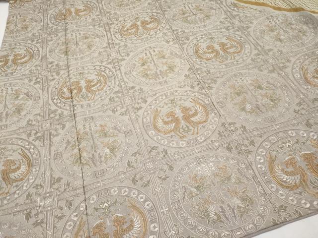 平和屋本店●極上 中国三大刺繍 スワトウ刺繍 総刺繍 訪問着 向かい鳥狩猟丸文 金糸 逸品 CYAA1934s5