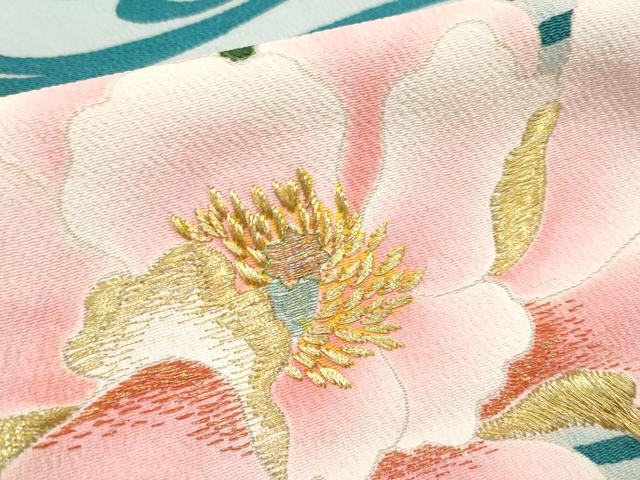 平和屋本店■極上 アンティーク 大正ロマン 中国三大刺繍 相良刺繍 振袖 流水鴛鴦枝花文 金彩 韓紅色地 逸品 CYAA1999s5