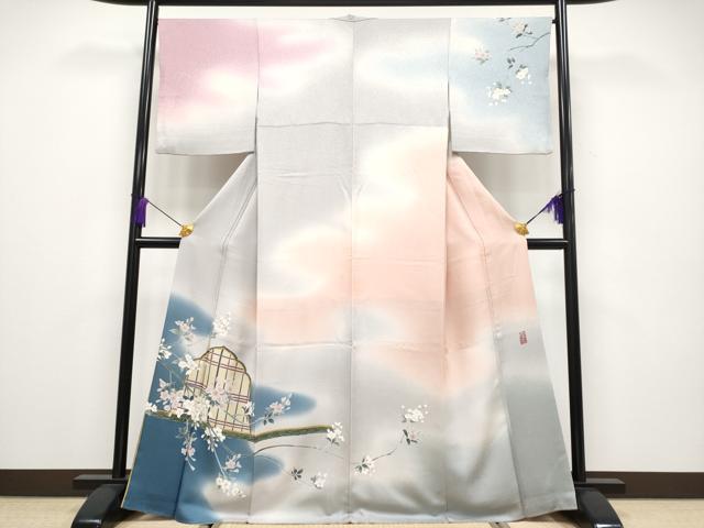 平和屋本店●極上 中村玉緒 訪問着 枝垂れ桜文 暈し染め 金彩 逸品 CYAA2022s5