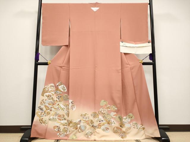 平和屋本店■極上 色留袖 総刺繍 駒刺繍 貝合せ吉祥枝花文 暈し染め 逸品 未使用 CYAA2029s5