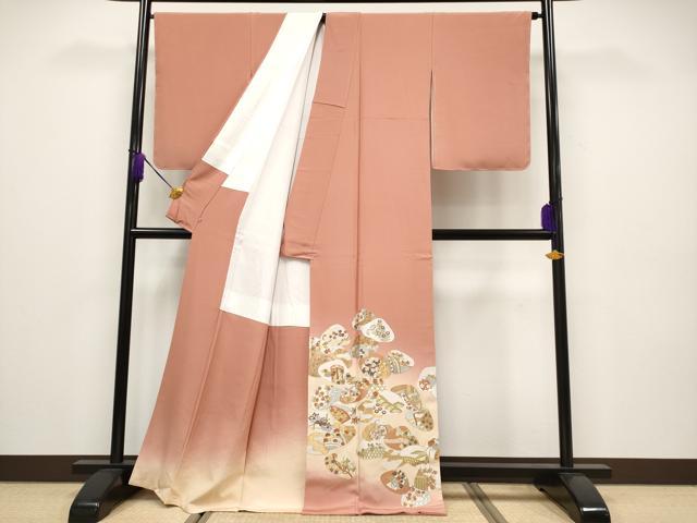 平和屋本店■極上 色留袖 総刺繍 駒刺繍 貝合せ吉祥枝花文 暈し染め 逸品 未使用 CYAA2029s5