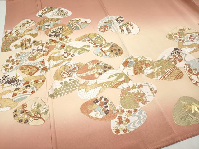 平和屋本店■極上 色留袖 総刺繍 駒刺繍 貝合せ吉祥枝花文 暈し染め 逸品 未使用 CYAA2029s5