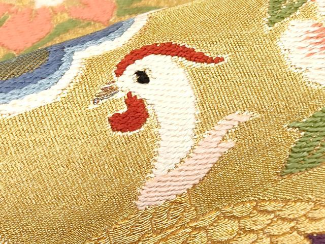 平和屋本店●極上 創業280年 誉田屋源兵衛 六通柄袋帯 純金尽くし 唐織 雲取り極楽鳥 分析通知書・共箱付き 逸品 CYAA2100s5