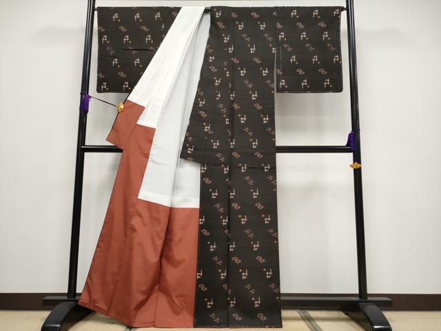 平和屋本店■極上 国指定重要無形文化財 本場久米島紬 手織 逸品 未使用 CYAA2120s5