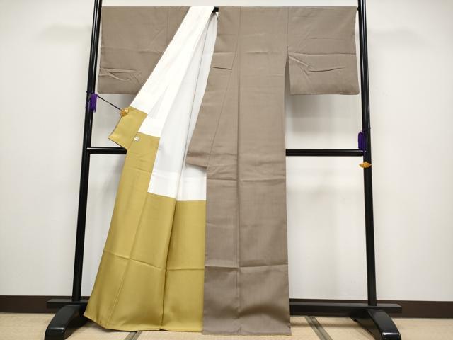 平和屋着物●極上 結城紬 色無地 樺茶色 証紙付き 逸品 CYAA4641s6