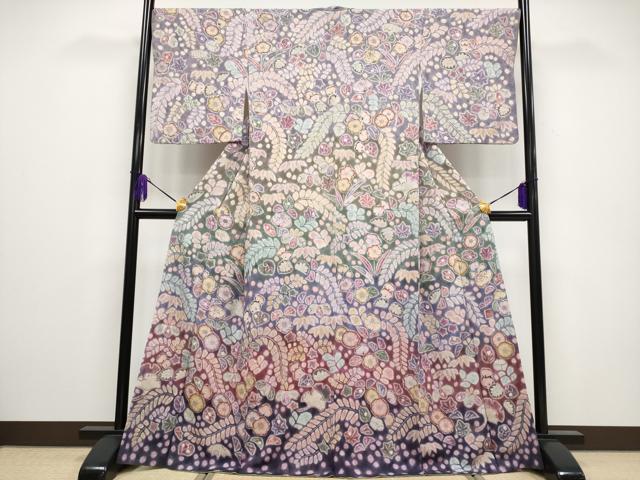 平和屋本店■極上 樋熊哲也 訪問着 辻が花 絞り 手描き 金通し地 逸品 CYAA2122s5