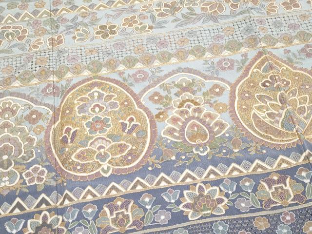平和屋本店■極上 中国三大刺繍 スワトウ刺繍 訪問着 横段草花文 金糸 逸品 未使用 CYAA2123s5