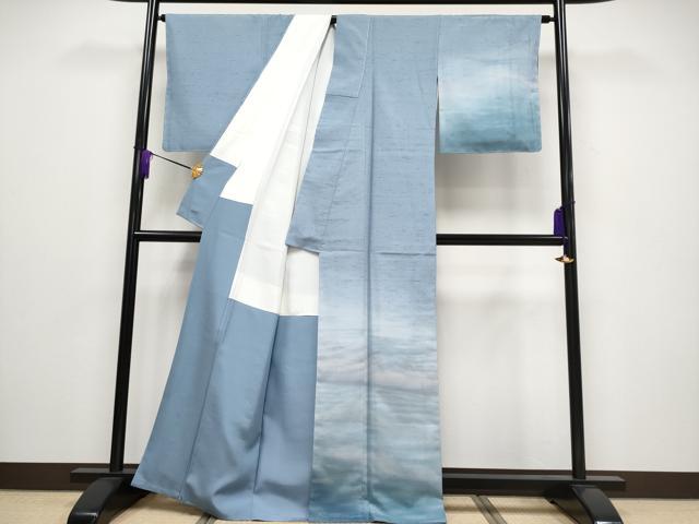 平和屋本店■極上 石川県指定無形文化財 牛首紬 白山工房 手織り 訪問着 霞文 逸品 未使用 CYAA2131s5