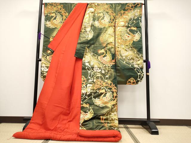 平和屋本店■極上 西陣 川島織物 色打掛 和装 婚礼 結婚式 花嫁 神社挙式 唐織 鳳凰葡萄花唐草文 金銀糸 逸品 CYAA2217s5