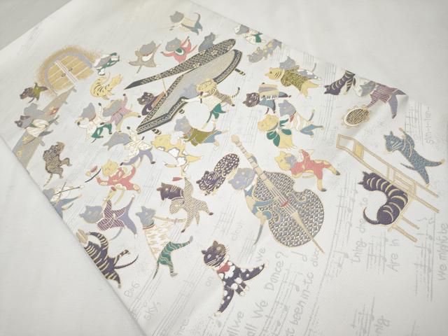 平和屋本店■極上 西陣 まいづる謹製 太鼓柄 京袋帯 Shall we dance? 金糸 逸品 未使用 CYAA2234s5