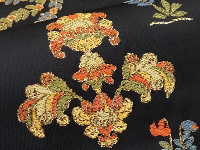 平和屋本店■極上 龍村美術織物 龍村織宝謹製 全通柄袋帯 唐織 正倉院集文錦 黒地 金糸 逸品 CYAA2261s5