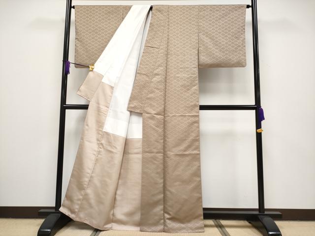 平和屋本店■極上 伝統工芸士 曽根武勇 お召 花菱文 柴染色地 逸品 CYAA2303s5