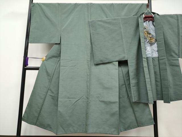 平和屋本店■極上 男性 紬 羽織セット 着物:岩井茶色 羽織:柳煤竹色 逸品 CYAA2319s5
