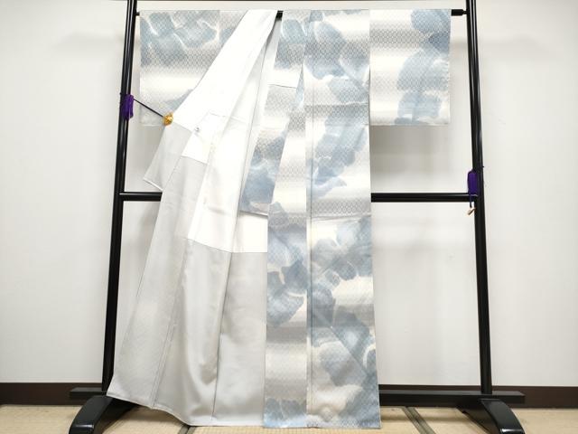 平和屋本店■極上 手描友禅女流作家 一色生子 紬 花織 枝葉文 逸品 未使用 CYAA2338s5