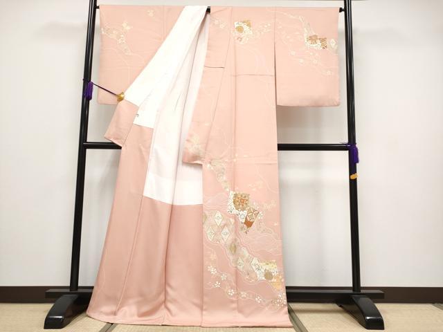 平和屋本店■極上 創業460年・千總 訪問着 駒刺繍 正倉院道長花唐草文 金彩 ときがら茶色地 逸品 CYAA2365s5