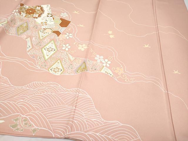 平和屋本店■極上 創業460年・千總 訪問着 駒刺繍 正倉院道長花唐草文 金彩 ときがら茶色地 逸品 CYAA2365s5