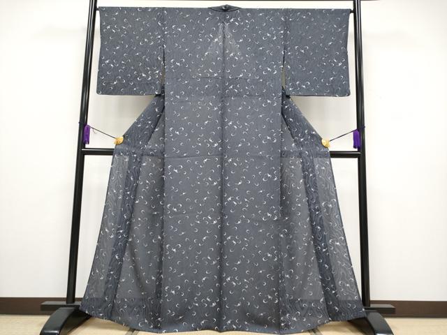 平和屋本店■極上 夏物 小紋 墨流し紋紗 コウモリ 褐色地 逸品 CYAA2408s5
