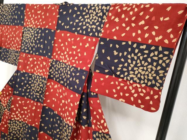 平和屋本店●極上 人形作家・ホリヒロシ 小紋 市松舞桜文 金彩 逸品 CYAA5048s6