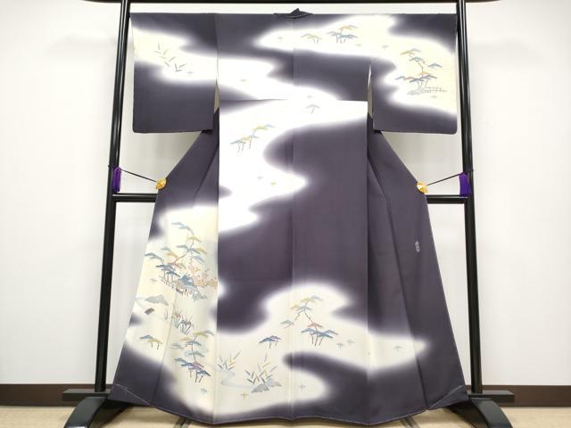 平和屋本店■極上 名門・上野家 上野街子 清染居 訪問着 御所解文 暈し染め 深紫色地 逸品 未使用 CYAA2416s5