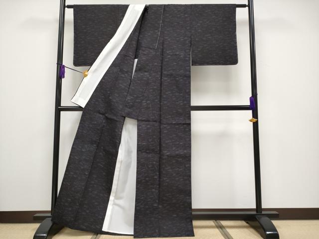 平和屋本店▽極上 紬屋吉平 本場結城紬 重要無形文化財 単衣 溢れ松葉 濃紺地 証紙付き 逸品 未使用 CYAA5032s6