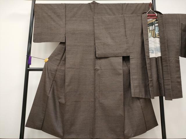 平和屋本店■極上 男性 国指定重要無形文化財 本場久米島紬 手織 アンサンブル 格子柄 逸品 CYAA2436s5