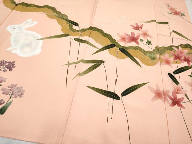 平和屋本店●極上 訪問着 兎 道長枝花文 上代120万 金彩 ときがら茶色地 仮絵羽 逸品 未使用 CYAA2445s5