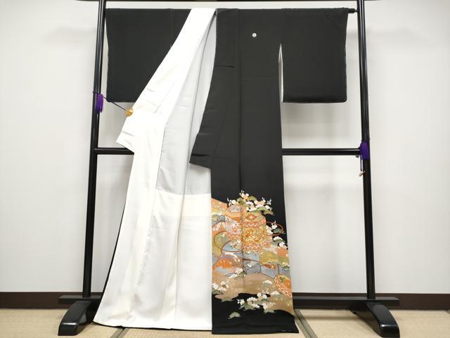 平和屋本店■極上 創業460年・千總 黒留袖 駒刺繍 貝桶宝尽くし吉祥文 金彩 松坂屋扱い 逸品 CYAA2503s5