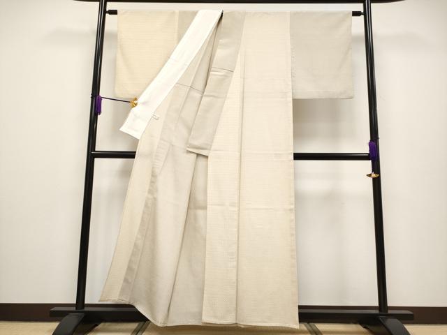 平和屋本店■極上 本塩沢 単衣 110亀甲 変わり亀甲文 肌色地 逸品 CYAA2516s5