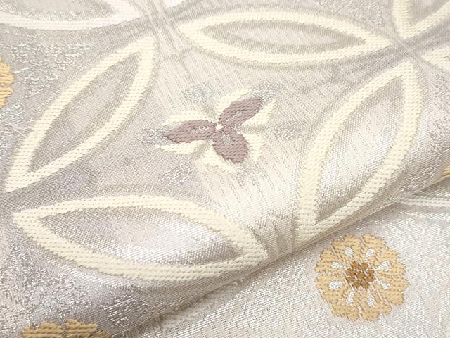 平和屋本店▽極上 スリーシーズン 春夏秋 両面 全通柄袋帯 唐織 縞暈織 玉繭 金銀糸 さが美扱い 逸品 未使用 CYAA2538s5