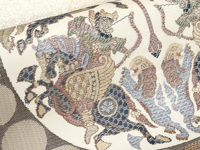 平和屋本店■極上 本場筑前博多織 八寸名古屋帯 四天王文 逸品 未使用 CYAA2552s5