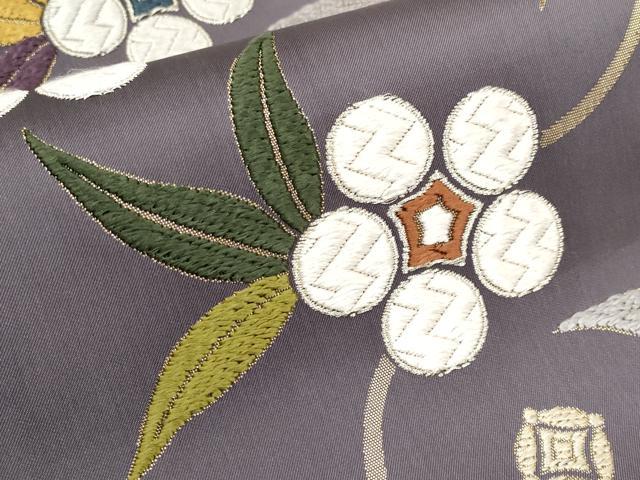 平和屋本店■極上 西陣 織文意匠鈴木 六通柄袋帯 唐綾錦 吉祥笹蔓文様 金銀糸 証紙・反端付き 逸品 CYAA2573s5