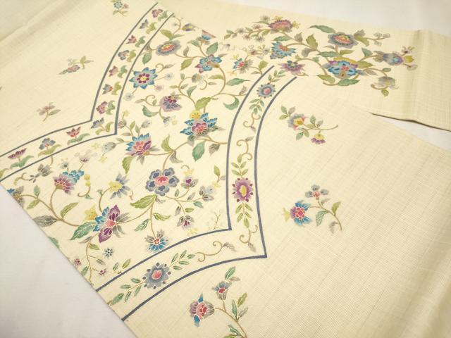 平和屋本店■極上 岡重謹製 OKAJIMA 九寸名古屋帯 京更紗 アタカス・クリキュラ糸 金彩 薄香色 証紙付 ほていや扱 逸品 未使用 CYAA2579s5
