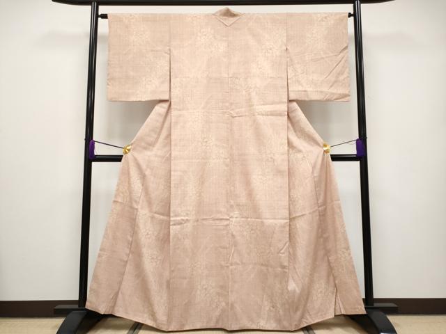 平和屋本店●極上 本場結城紬 重要無形文化財 80亀甲 牡丹 洗柿色地 高島屋扱い 証紙付き 逸品 CYAA2600s5
