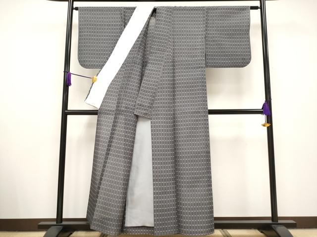 平和屋着物■極上 夏物 本場琉球絣 夏琉球 格子柄 丼鼠色地 逸品 CYAA2622s5