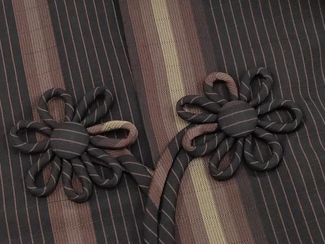 平和屋着物▽極上 道中着 スリーシーズン 春夏秋 塵除 リバーシブル ロング丈 透かし織 縞物語 健勝苑扱い 反端付 逸品 CYAA2670s5
