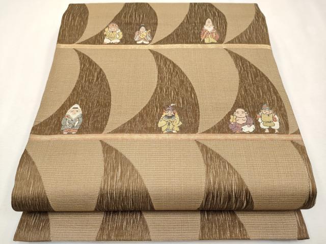 平和屋着物●極上 スリーシーズン 春夏秋 太鼓柄袋帯 七福神 金糸 逸品 未使用 CYAA2686s5