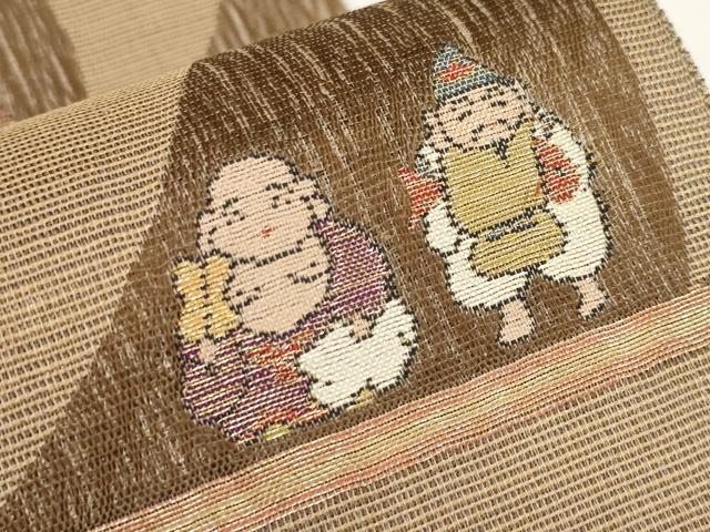 平和屋着物●極上 スリーシーズン 春夏秋 太鼓柄袋帯 七福神 金糸 逸品 未使用 CYAA2686s5