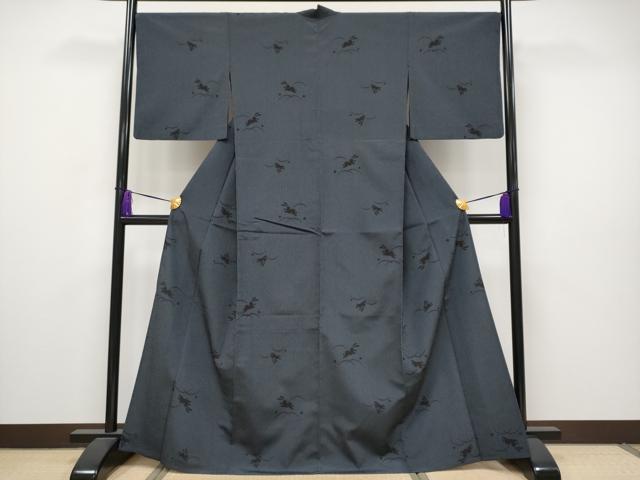 平和屋着物▽極上 本塩沢 単衣 兎露芝文 逸品 CYAA2758s5
