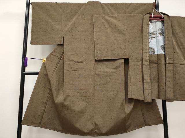 平和屋着物■極上 男性 髭紬 アンサンブル 色無地 黄枯茶色 逸品 未使用 CYAA2800s5