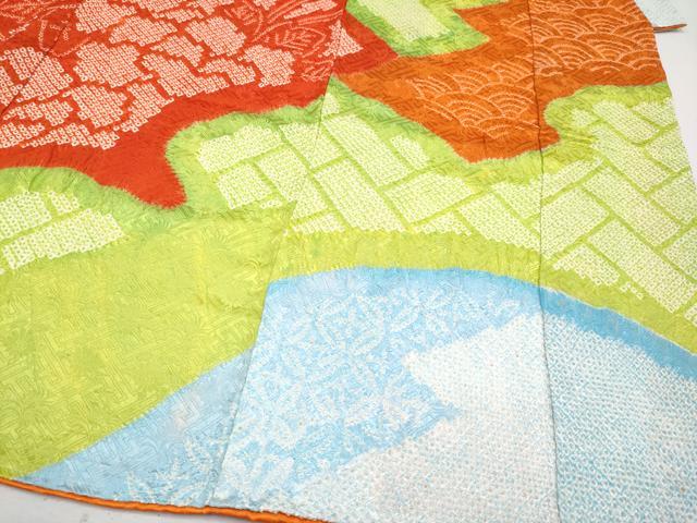 平和屋着物■極上 女の子 十三参り 子供 祝着 総絞り 吉祥草花文 逸品 CYAA2845s5