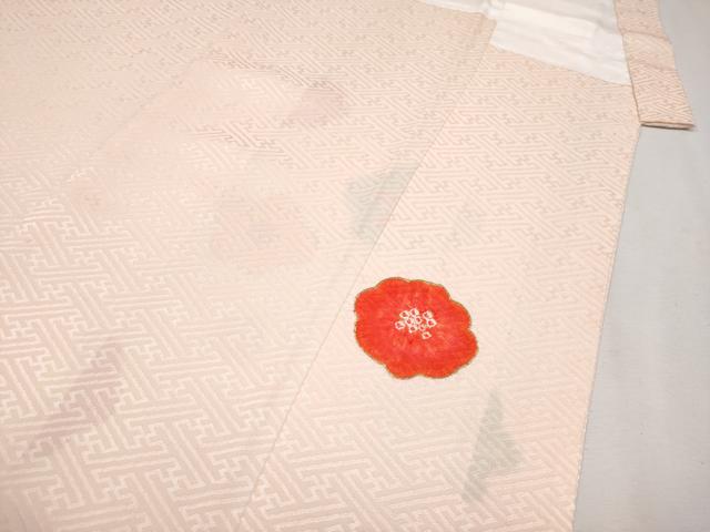 平和屋着物■極上 七五三 女の子 7歳 祝着・襦袢セット 絞り 舞花文 金彩 洗柿色地 逸品 未使用 CYAA2850s5