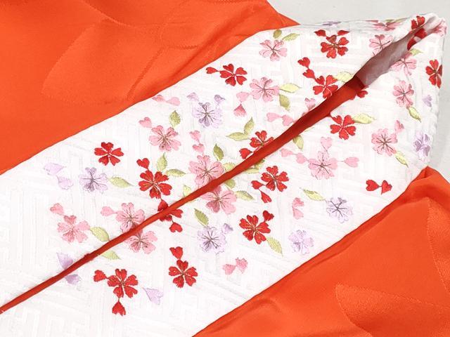 平和屋着物■極上 七五三 女の子 7歳 祝着・襦袢セット 絞り 舞花文 金彩 洗柿色地 逸品 未使用 CYAA2850s5