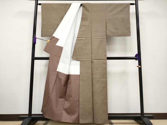 平和屋着物●極上 結城紬 奥順 はたおり娘 色無地 黄枯茶色地 証紙付き 逸品 未使用 CYAA2853s5