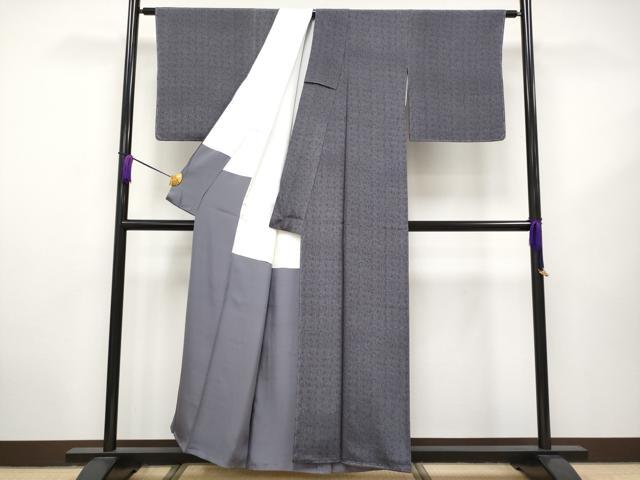 平和屋着物■極上 重要無形文化財 人間国宝 中村勇二郎 江戸小紋 古代菊 黒紅色地 逸品 未使用 CYAA2855s5