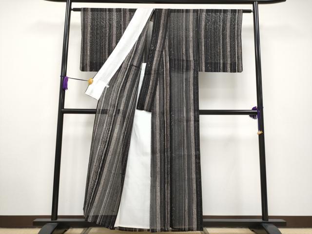 平和屋着物*極上 夏物 絹芭蕉 枝葉文 黒地 逸品 CYAA2860s5