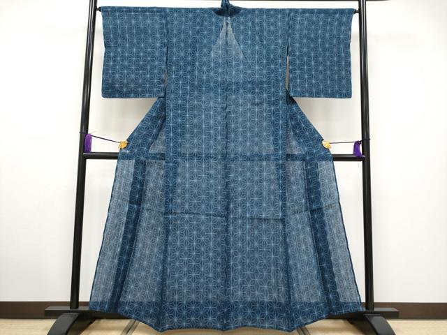 平和屋本店■希少 夏物 日本工芸会正会員 林宗平 重要無形文化財 越後上布 麻の葉文様 褐返色 上代140万 証紙付 逸品 CYAA2875s5